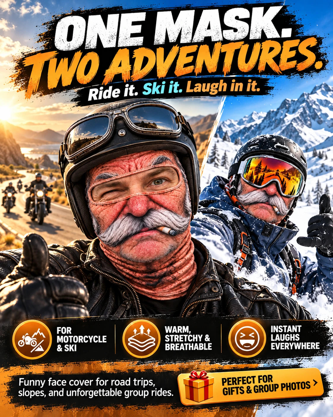 Funny Face Masks for Motorcycle & Ski _ Realistic Balaclavas