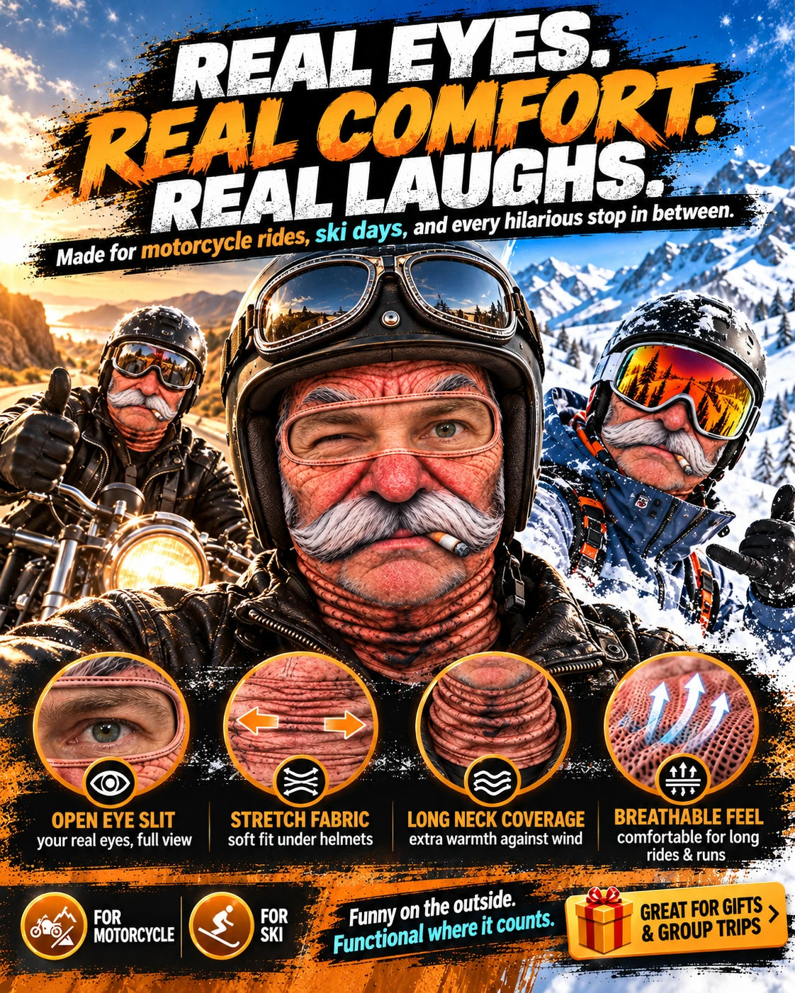 Funny Face Masks for Motorcycle & Ski _ Realistic Balaclavas