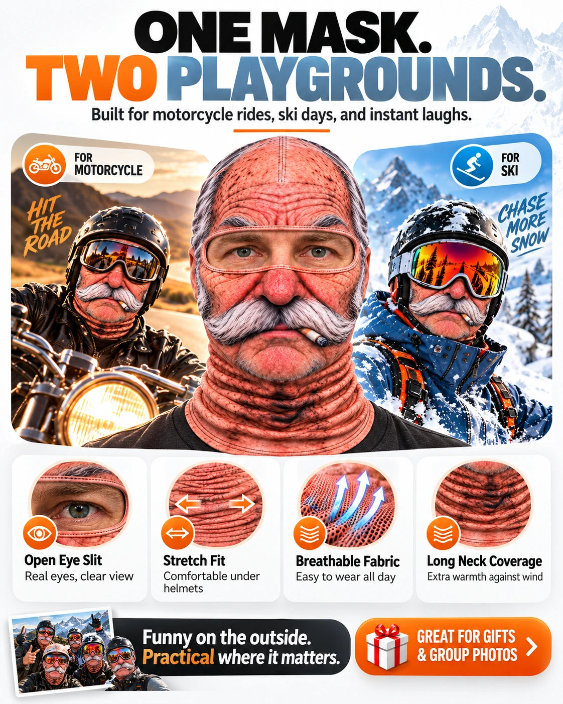 Funny Face Masks for Motorcycle & Ski _ Realistic Balaclavas